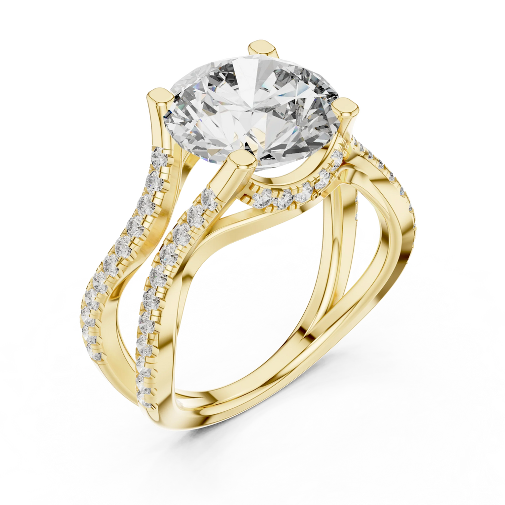 3.89 CT Lab Grown Diamond Round Accented Engagement Ring