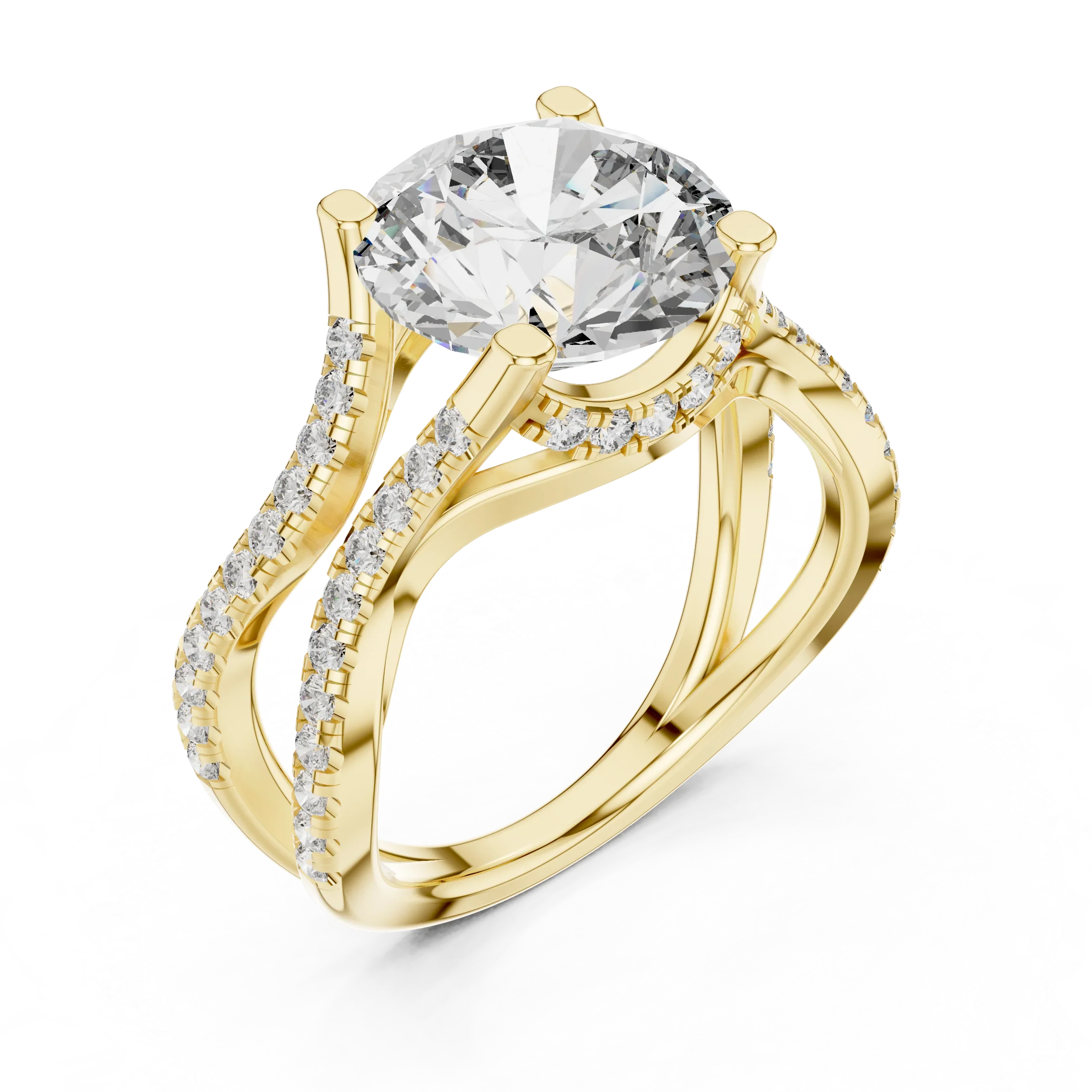 3.89 CT Lab Grown Diamond Round Accented Engagement Ring