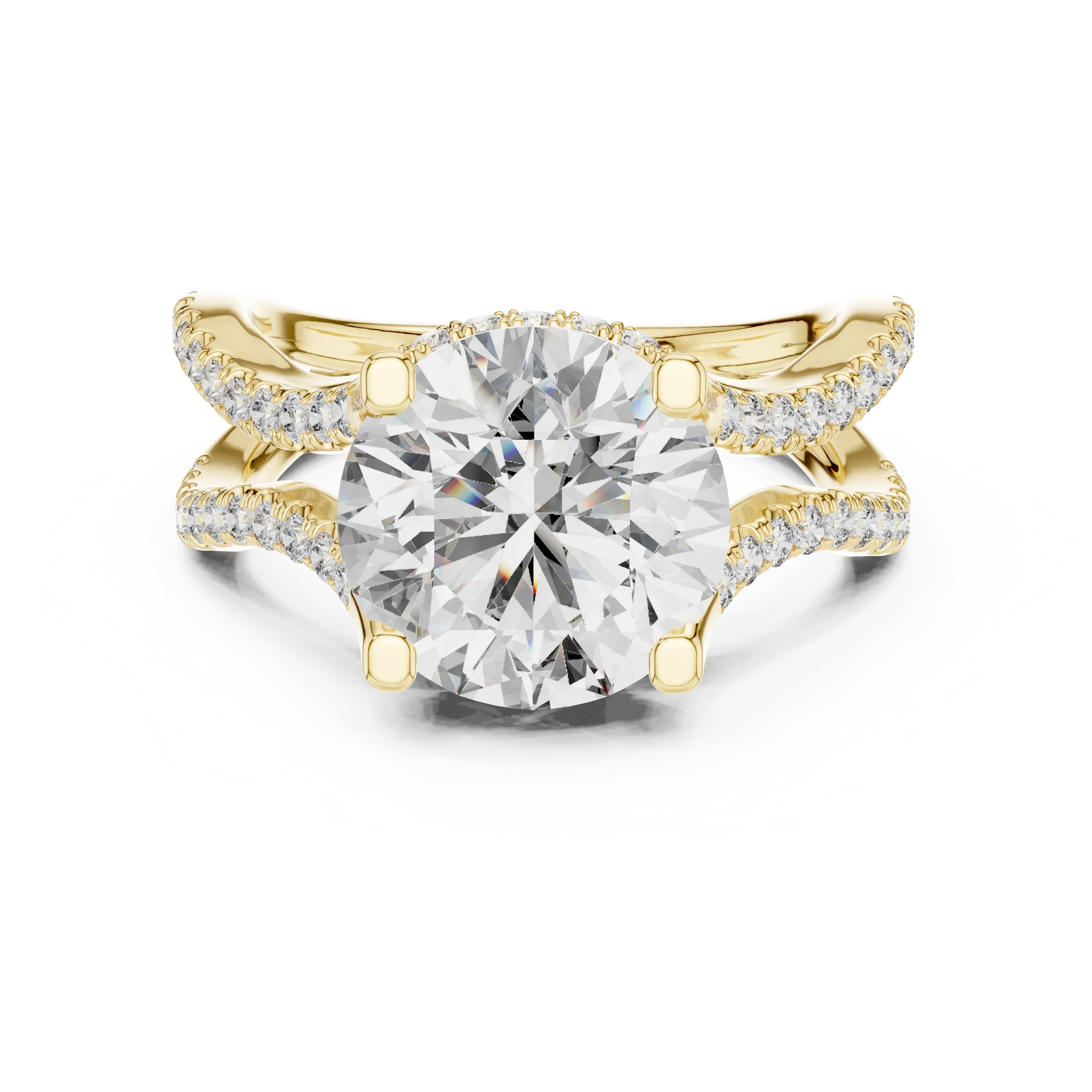 3.89 CT Lab Grown Diamond Round Accented Engagement Ring