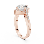 1.78 CT Round Moissanite Compass Halo 14K Gold Engagement Ring