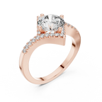 1.78 CT Round Moissanite Compass Halo 14K Gold Engagement Ring