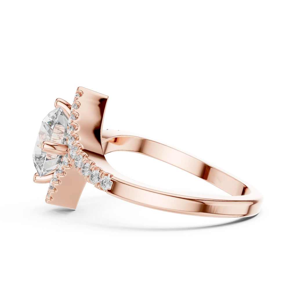 1.78 CT Round Moissanite Compass Halo 14K Gold Engagement Ring