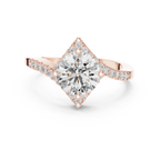 1.78 CT Round Moissanite Compass Halo 14K Gold Engagement Ring