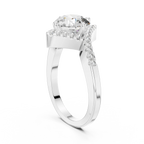 1.78 CT Round Moissanite Compass Halo 14K Gold Engagement Ring