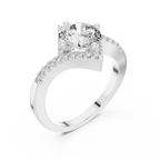 1.78 CT Round Moissanite Compass Halo 14K Gold Engagement Ring
