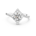 1.78 CT Round Moissanite Compass Halo 14K Gold Engagement Ring