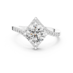 1.78 CT Round Moissanite Compass Halo 14K Gold Engagement Ring