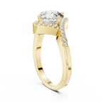 1.78 CT Round Moissanite Compass Halo 14K Gold Engagement Ring