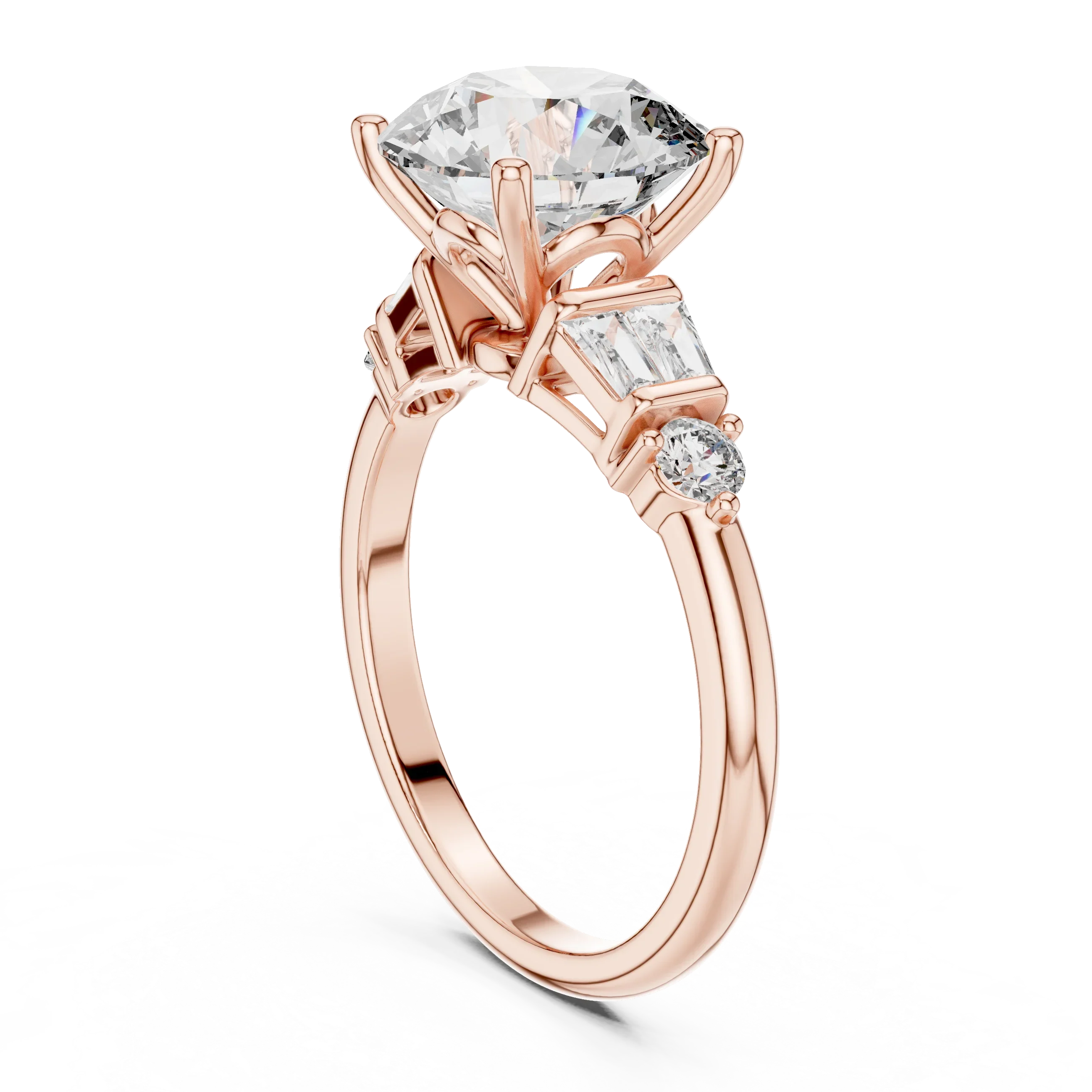 VVS1 Round Moissanite Pave Engagement Ring in 10K Gold