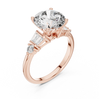 VVS1 Round Moissanite Pave Engagement Ring in 10K Gold