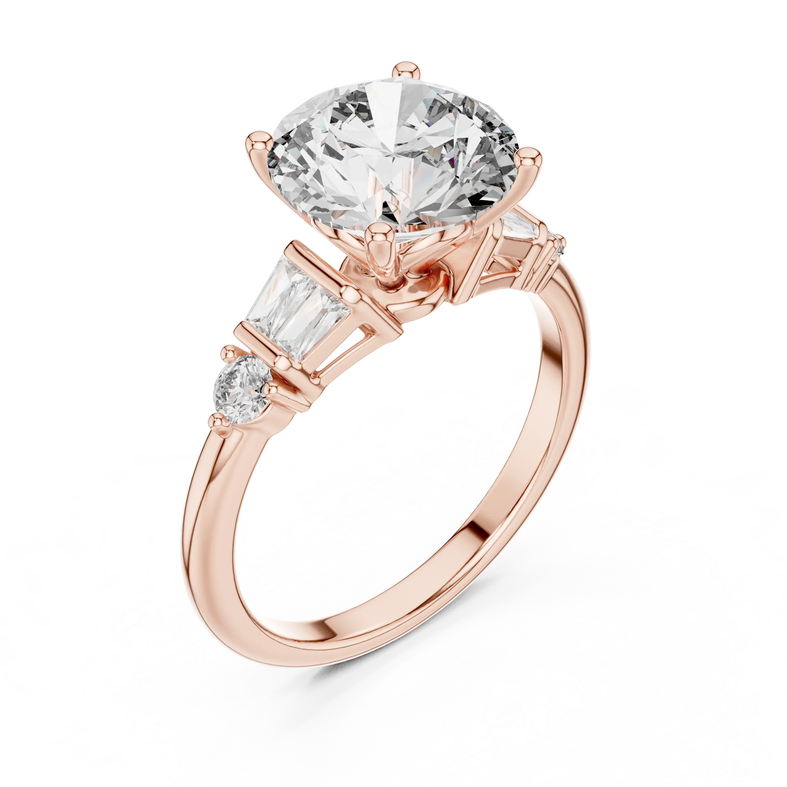 VVS1 Round Moissanite Pave Engagement Ring in 10K Gold