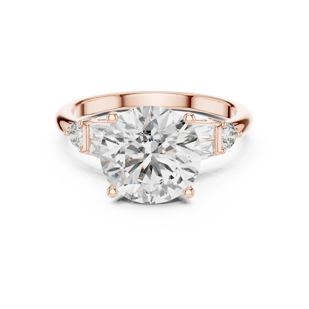 VVS1 Round Moissanite Pave Engagement Ring in 10K Gold