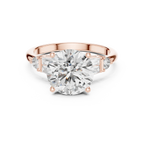 VVS1 Round Moissanite Pave Engagement Ring in 10K Gold
