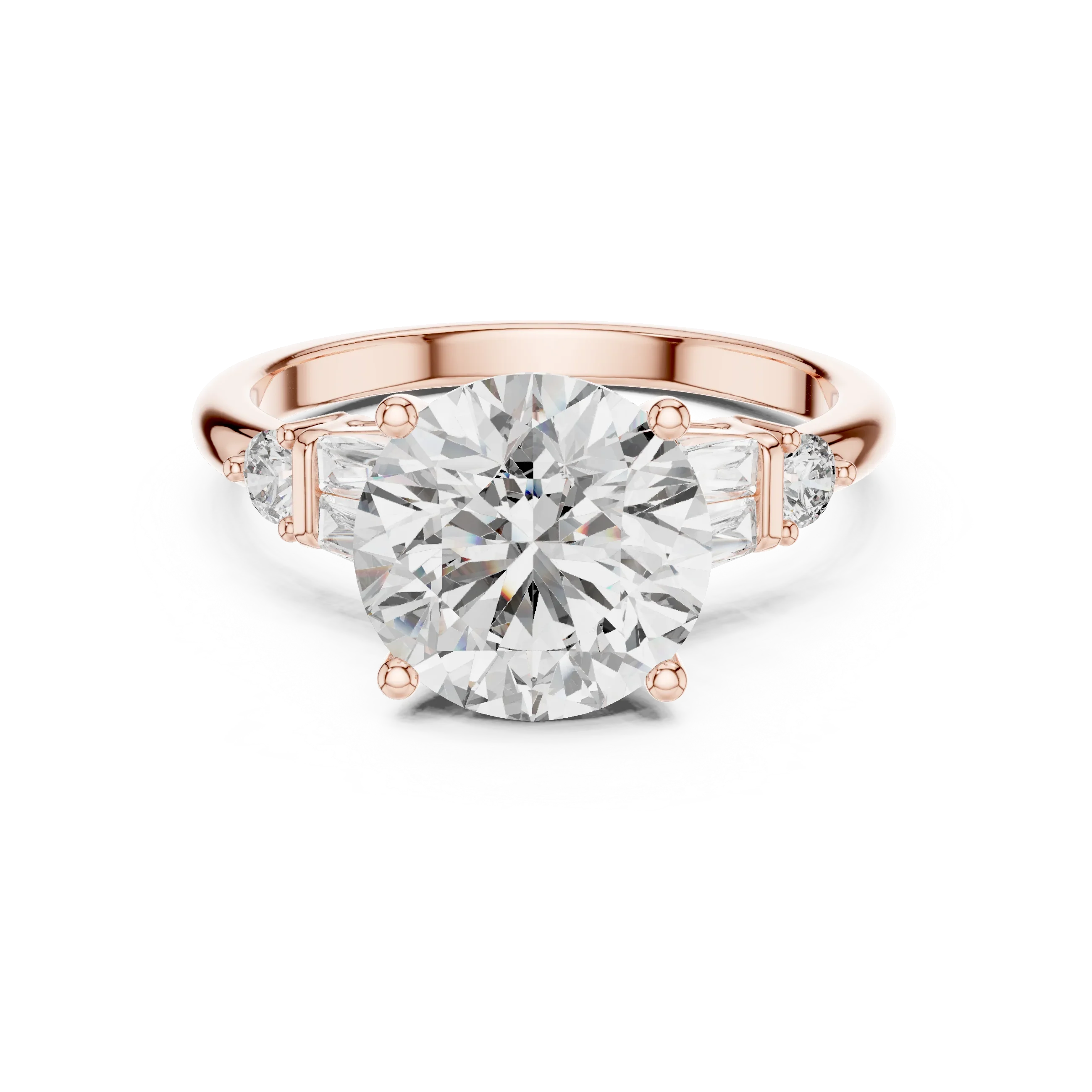 VVS1 Round Moissanite Pave Engagement Ring in 10K Gold