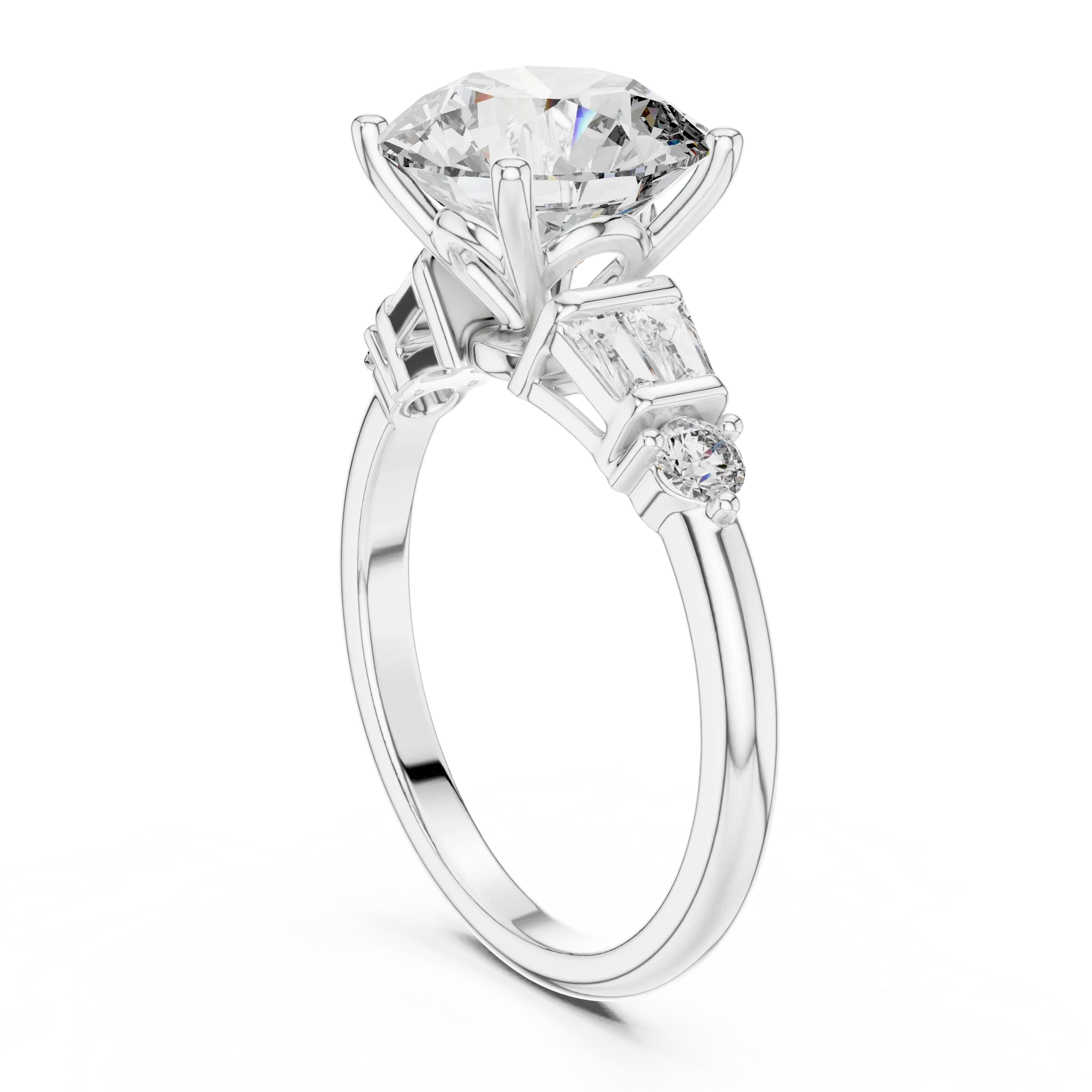 VVS1 Round Moissanite Pave Engagement Ring in 10K Gold