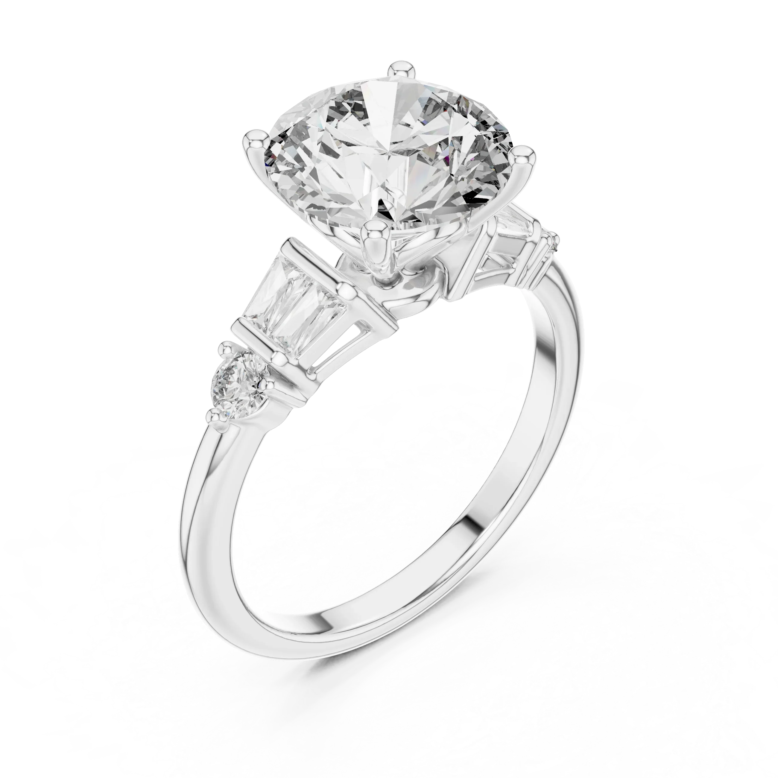 VVS1 Round Moissanite Pave Engagement Ring in 10K Gold