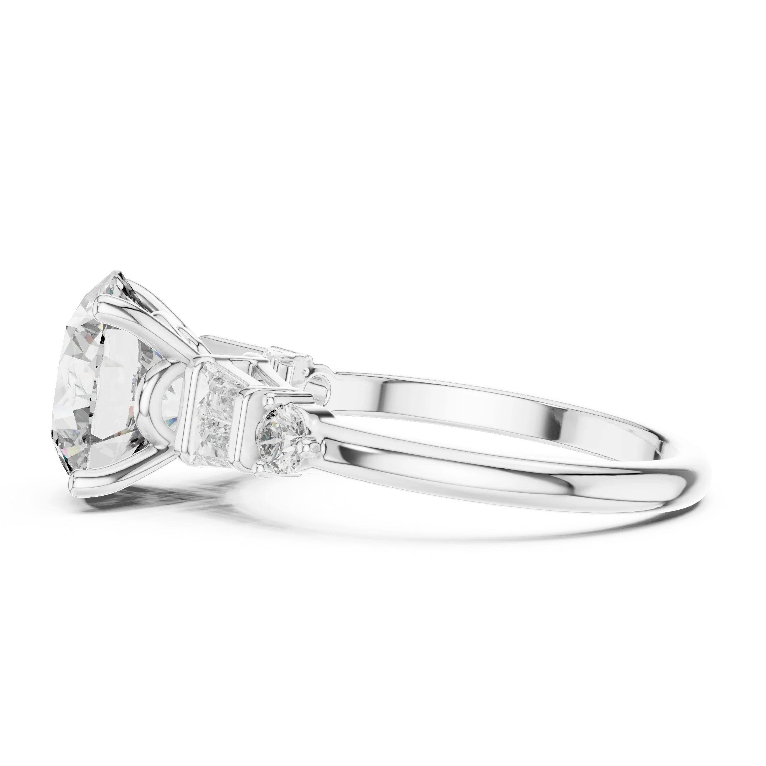 VVS1 Round Moissanite Pave Engagement Ring in 10K Gold