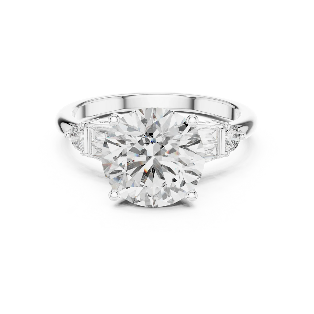 VVS1 Round Moissanite Pave Engagement Ring in 10K Gold