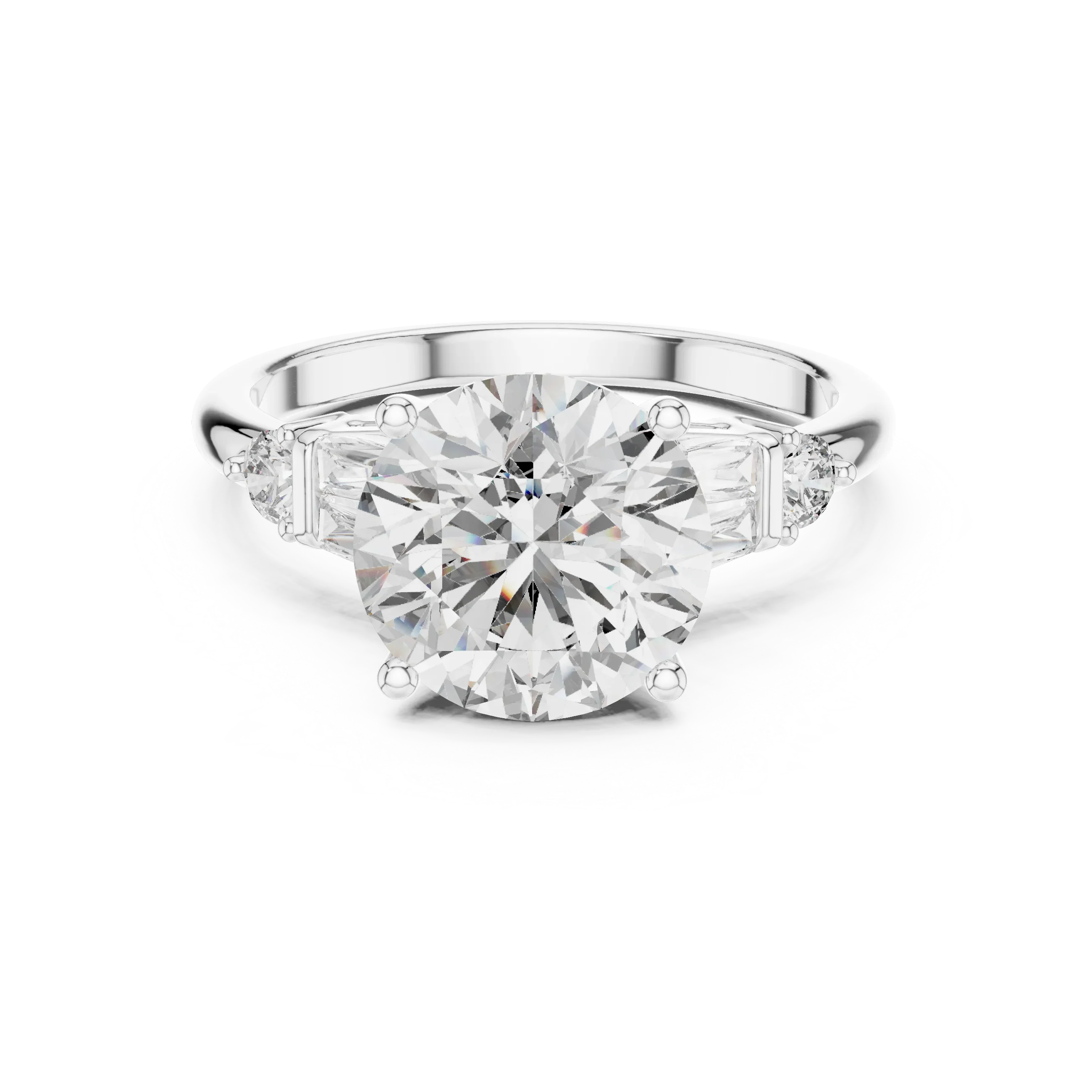 VVS1 Round Moissanite Pave Engagement Ring in 10K Gold