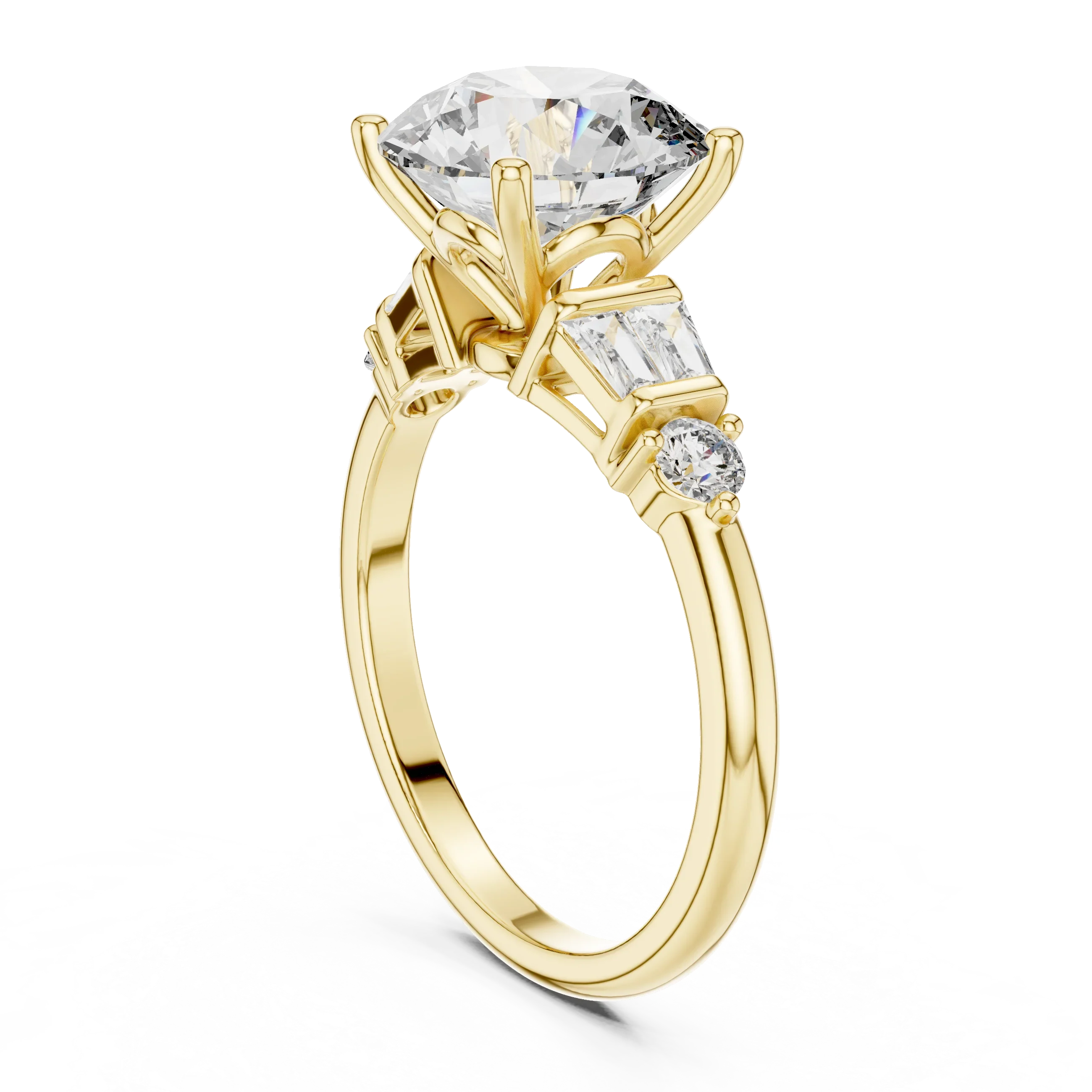 VVS1 Round Moissanite Pave Engagement Ring in 10K Gold