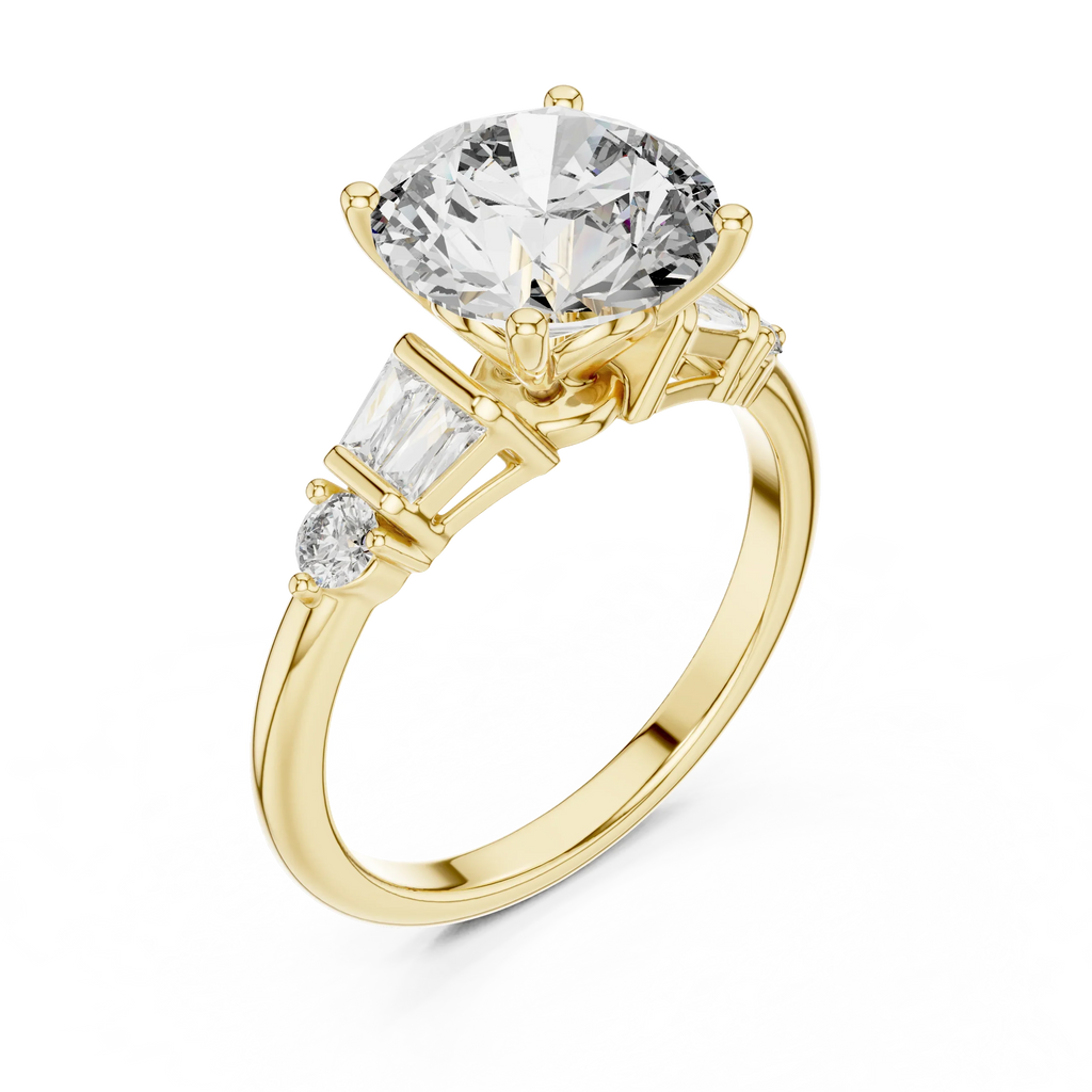 VVS1 Round Moissanite Pave Engagement Ring in 10K Gold