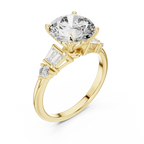 VVS1 Round Moissanite Pave Engagement Ring in 10K Gold