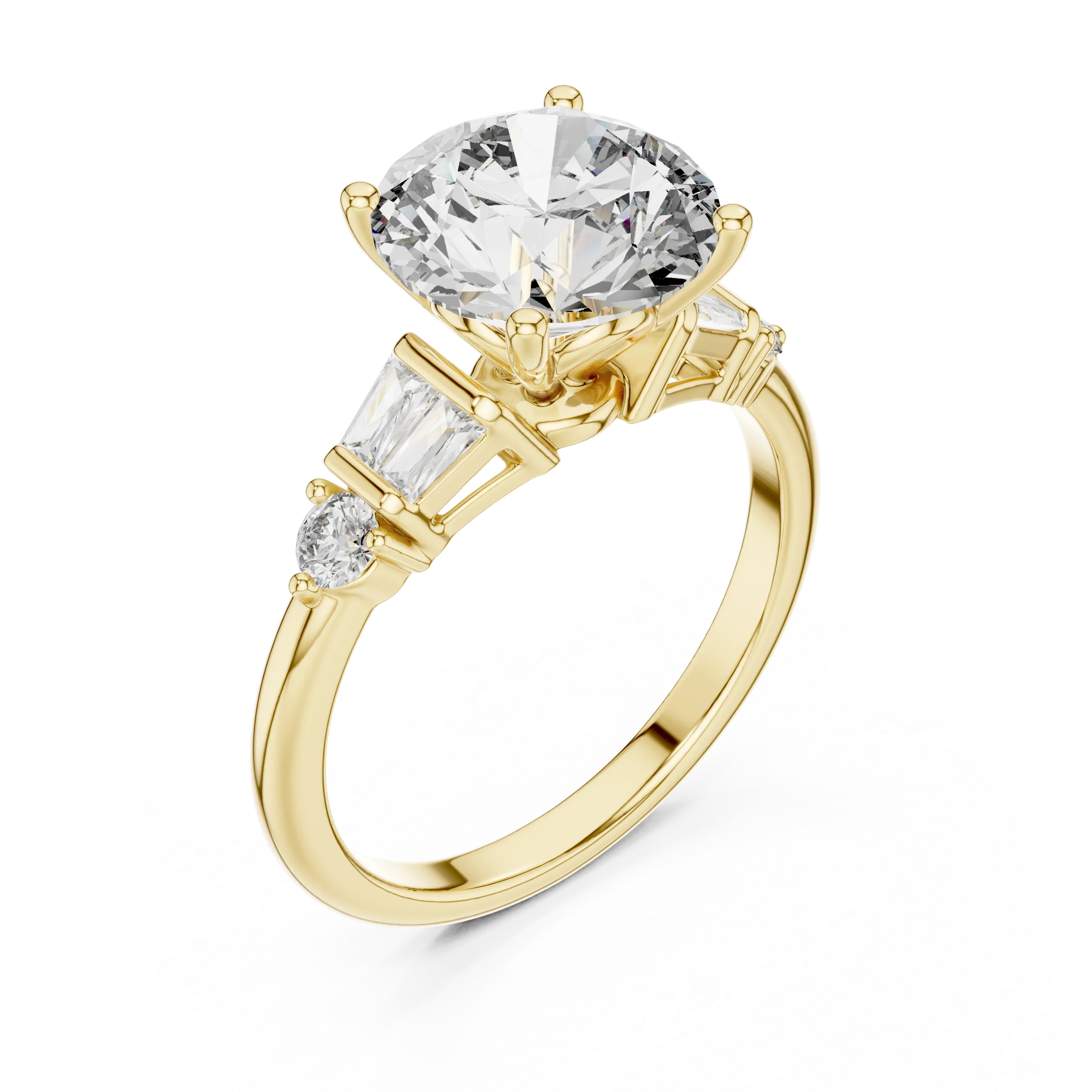 VVS1 Round Moissanite Pave Engagement Ring in 10K Gold