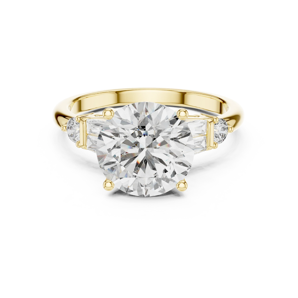 VVS1 Round Moissanite Pave Engagement Ring in 10K Gold