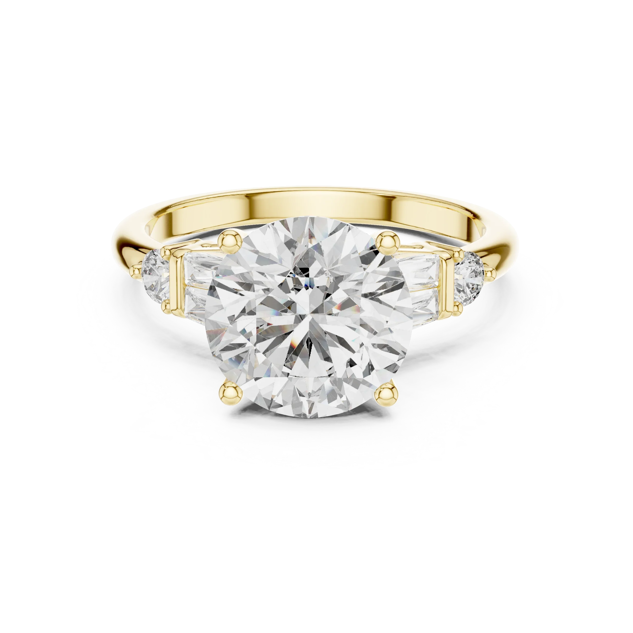 VVS1 Round Moissanite Pave Engagement Ring in 10K Gold