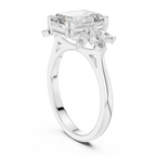 Emerald Cut 3.58 CTTW Moissanite 18K Gold Floral Ring
