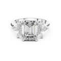 Emerald Cut 3.58 CTTW Moissanite 18K Gold Floral Ring