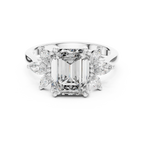 Emerald Cut 3.58 CTTW Moissanite 18K Gold Floral Ring