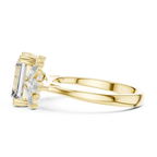 Emerald Cut 3.58 CTTW Moissanite 18K Gold Floral Ring