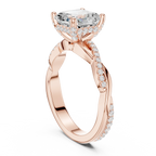 Asscher Cut Hidden Halo 2.37 CT Twisted Infinity Pave Engagement Ring in 10K White Gold