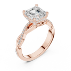 Asscher Cut Hidden Halo 2.37 CT Twisted Infinity Pave Engagement Ring in 10K White Gold