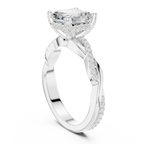 Asscher Cut Hidden Halo 2.37 CT Twisted Infinity Pave Engagement Ring in 10K White Gold