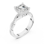 Asscher Cut Hidden Halo 2.37 CT Twisted Infinity Pave Engagement Ring in 10K White Gold