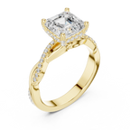 Asscher Cut Hidden Halo 2.37 CT Twisted Infinity Pave Engagement Ring in 10K White Gold