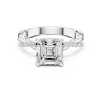 Asscher Cut Hidden Halo 2.37 CT Twisted Infinity Pave Engagement Ring in 10K White Gold