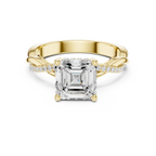 Asscher Cut Hidden Halo 2.37 CT Twisted Infinity Pave Engagement Ring in 10K White Gold
