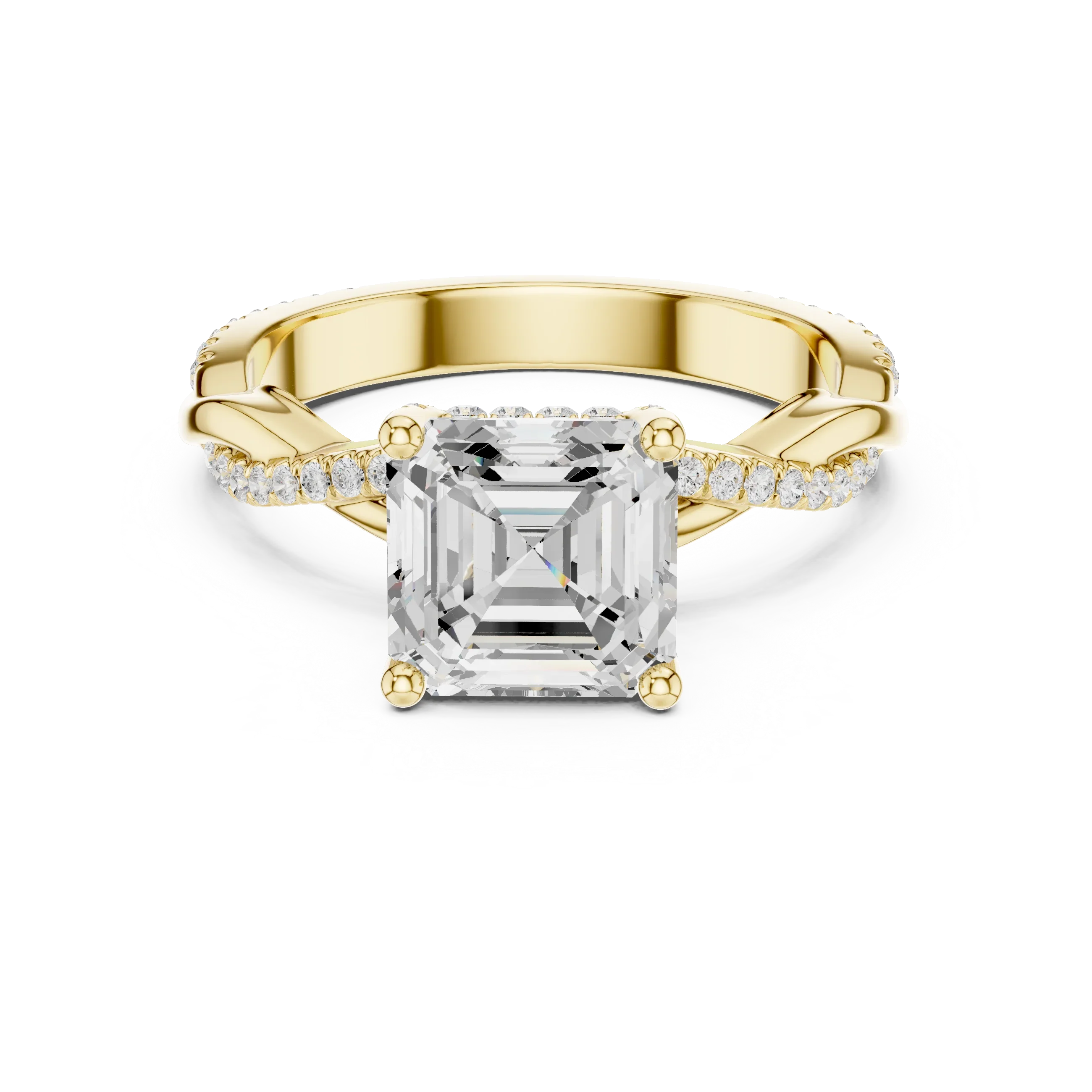 Asscher Cut Hidden Halo 2.37 CT Twisted Infinity Pave Engagement Ring in 10K White Gold