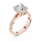 Cushion Cut Hidden Halo 2.37 CT Twisted Infinity Pave Engagement Ring in 10K White Gold
