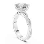 Cushion Cut Hidden Halo 2.37 CT Twisted Infinity Pave Engagement Ring in 10K White Gold