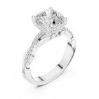 Cushion Cut Hidden Halo 2.37 CT Twisted Infinity Pave Engagement Ring in 10K White Gold