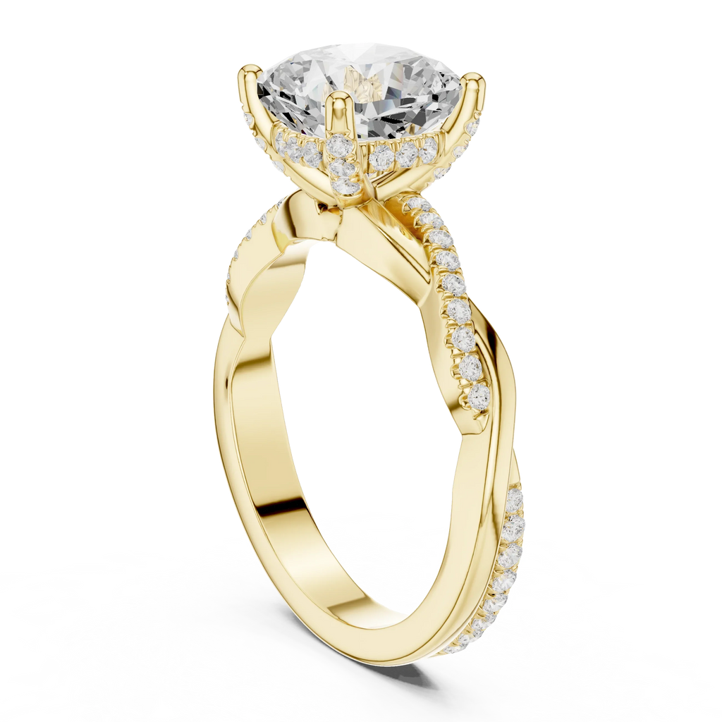 Cushion Cut Hidden Halo 2.37 CT Twisted Infinity Pave Engagement Ring in 10K White Gold