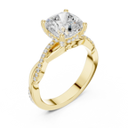 Cushion Cut Hidden Halo 2.37 CT Twisted Infinity Pave Engagement Ring in 10K White Gold