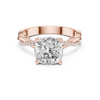 Cushion Cut Hidden Halo 2.37 CT Twisted Infinity Pave Engagement Ring in 10K White Gold