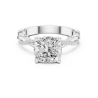 Cushion Cut Hidden Halo 2.37 CT Twisted Infinity Pave Engagement Ring in 10K White Gold