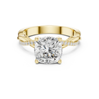 Cushion Cut Hidden Halo 2.37 CT Twisted Infinity Pave Engagement Ring in 10K White Gold