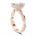 Emerald Cut Hidden Halo 2.37 CT Twisted Infinity Pave Engagement Ring in 10K White Gold